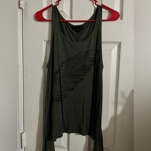 Green Tank with Feather Design